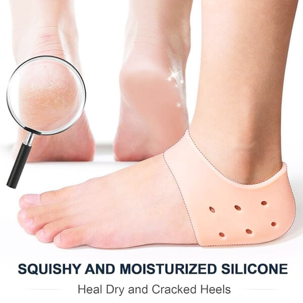 Skylike Silicone Gel Heel Pad Socks for Pain Relief anti heel Swelling Pain Relief Dry Hard Cracked Heels - Image 3