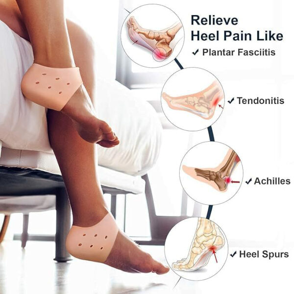 Skylike Silicone Gel Heel Pad Socks for Pain Relief anti heel Swelling Pain Relief Dry Hard Cracked Heels - Image 4